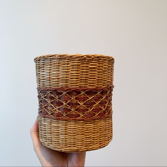 Other - Woven Rattan Two Tone Basket